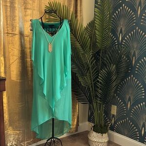 Elegant Teal Sleeveless Dress